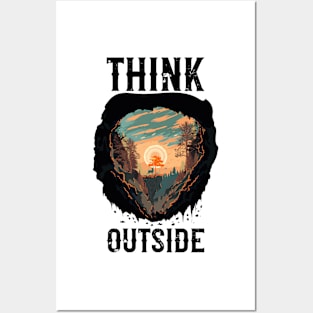 Think outside camping quote,Bohemian style camping, cute camping sunset Posters and Art